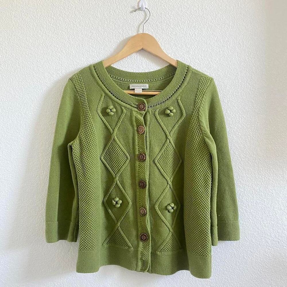 Olive Green Round Neck Cardigan